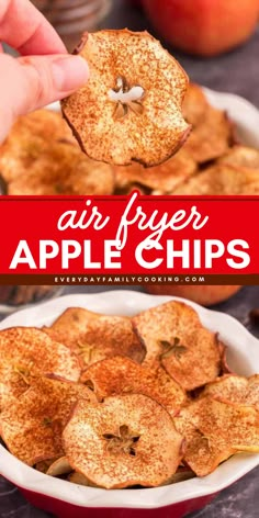 You won’t believe how easy it is to make these best apple chips! Learn how to make these easy air fryer apple chips! Just slice, sprinkle with cinnamon, and air fry until crispy for a delightfully healthy fall treat. So good! Air Fryer Apple Chips, Apple Chips Recipe, Air Fryer Breakfast Recipes, Vegan Air Fryer, Cinnamon Apple Chips, Apple Chips Baked, Air Fryer Breakfast, Ww Recipe, Healthy Air Fryer Recipes