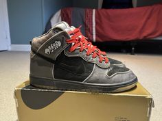 Size 10.5 MF DOOM Nike Sb Dunk High. Super dope, pair perfect for wear. Purchased from a former supreme skater a few years back. Has a replacement box from the correct era, missing lace locks and extra laces. Nike Sb Dunk High, Sb Dunk High, Mf Doom, Dunk High, Sb Dunk, Nike Sb