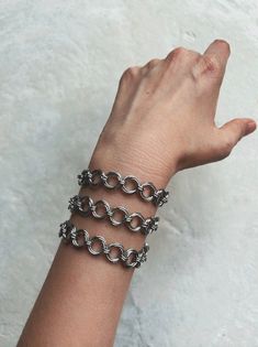 Hello! I made these Rosette Floral Bracelets using strong & skin-friendly, Stainless Steel rings, with the ancient craft of chainmail. * This handmade jewelry will look cool & unique on your wrist. (Be ready for curious questions ;) * It would be a perfect gift for a loved one, friend or a stylish family member 🎁 - The technique used here is Rosette chainmail pattern where all the rings were attached to each other one by one by hand. - It is a limited number production and a unique design.  - T Chainmail Bracelet For Jewelry Making, Metal Chainmail Bracelets As Gift, Metal Chainmail Bracelet Jewelry, Round Chainmail Metal Jewelry, Silver Chainmail Bracelet With Chain Link, Silver Chainmail Chain Link Bracelets, Round Metal Chainmail Jewelry, Chainmail Metal Bracelet, Adjustable Chainmail Chain Bracelet