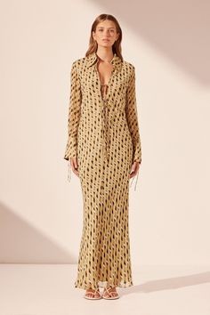 Shirt Maxi Dress, Tie Maxi Dress, Shona Joy, Shirt Tie, Maxi Shirt Dress, Multi Dress, Sheer Chiffon, Dress With Tie, Chiffon Shirt