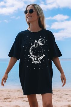 Space Shirt Affirmation Tshirt Self Care Gift Mental Health Top I Need More Space Tshirt Statement Graphic Tee Gift for Pilot Aerospace Gift - Etsy Black Moon Print Crew Neck Top, Black Crew Neck Top With Moon Print, Casual Crew Neck Top With Moon Print, Cotton Crew Neck Top With Moon Print, Black Short Sleeve Space-themed Tops, Black Short Sleeve Top With Moon Print, Space-themed Graphic Print Short Sleeve Tops, Space-themed Short Sleeve Top With Graphic Print, Relaxed Fit Moon Print Short Sleeve Tops