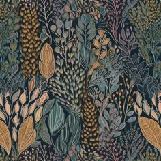 an image of a wallpaper with plants and leaves