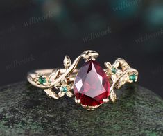 - Metal: Solid gold(10K/14K/18K white/yellow/rose gold),925 sterling silver,platinum available- Main Stone: 6x8mm pear lab ruby.- Accent Stone: lab emeralds- Band Width: 1.4mm- Can be personalized: Yes Unique Ruby Engagement Ring, Ruby Emerald Ring, Pink Ruby Engagement Ring, Ruby And Emerald Ring, Unique Ruby Rings, Gemstone Jewelry Earrings, Wedding Ring Women, Emerald Band, Natural Ruby Ring