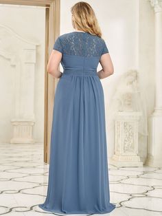 Chiffon Ruched Sweetheart A-Line Bridesmaid Dress #color_Dusty Navy Evening Gown Plus Size, Gown Plus Size, Dress Wedding Guest, Lace Caps, Wedding Bridesmaid Dresses, Dress Wedding, Plus Size Dress, Lace Sleeves, Bride Dress