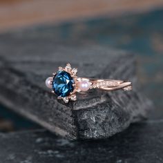 Rose Gold And Pearl Blue Topaz Engagement Ring Infinity Wedding Band Akoya Pearl Birthstone June Bridal Ring Diamond Women Anniversary Gift Same Design with difference gemstone: https://www.etsy.com/listing/612889885 https://www.etsy.com/listing/606125915 https://www.etsy.com/listing/599049598 ITEM INFORMATION: Metal Type- Solid 14K Rose Gold Ring Size Available- US3# -10# *Engagement Ring Details： WIDTH-( approx. 2.3mm ) 1.Center Stone- 6mm Natural Blue Topaz, Round Cut 2.Side Stones - Natural Blue Topaz And Pearl Ring, Elegant Blue Bridal Sets Gift, Rose Gold Sapphire Ring With Diamond Accents For Wedding, Wedding Sapphire Birthstone Ring With Diamond Accents, Elegant Blue Pearl Ring For Formal Occasions, Sapphire Diamond Birthstone Ring For Wedding, Sapphire Birthstone Ring With Diamond For Wedding, Sapphire Birthstone Ring With Halo Setting For Wedding, Elegant Topaz Ring With Accent Stones For Wedding