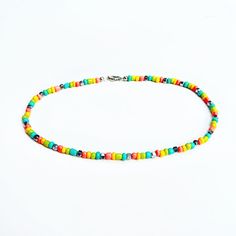 offered in three different sizes, this colorful, handmade necklace is sure to brighten your outfit! Summer Candy, Diy Friendship Bracelets Tutorial, Bracelets Tutorial, Diy Friendship Bracelets, Friendship Bracelets Tutorial, Handmade Necklace, Chain Styles, Beaded Necklaces, Handmade Necklaces