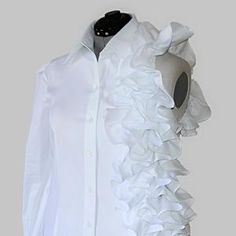 Ruffle Blouse White Ruffle Blouse Extra Long Ruffled Blouse | Etsy Elegant Workwear Shirt With Ruffled Collar, Classic Ruffled Shirt For Office, Feminine Ruffled Office Shirt, Elegant Spring Wedding Shirt, Office Shirt With Ruffled Collar And Details, Elegant Shirt With Fitted Ruffled Collar, Formal Blouse With Ruffles And Ruffled Collar, Formal White Ruffled Shirt, Elegant Fitted Shirt With Ruffled Collar