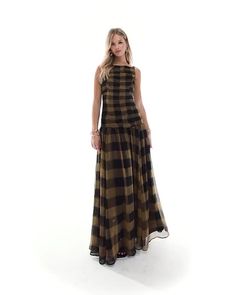 Kleid von ASOS DESIGN Wenn der Dresscode nach einem Kleid verlangt Karomuster Hochgeschlossen gerafftes Oberteil Reißverschluss hinten Normale Passform Maxi Vest, Plaid Maxi Dress, Check Design, Jane Dress, Ruched Bodice, Mode Inspo, Leather Dresses, Maxi Dress Trend, Princess Seam