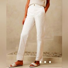 Super Cute Nwt High-Rise Chino Pants. Slim Through The Hip And Thigh. Narrow Leg Opening. Inseam: Petite 29", Regular 31", Tall 34" Tapered Straight Leg Pants For Summer, White Chinos For Spring Workwear, White Spring Workwear Chinos, White Chinos For Summer Workwear, Chic Summer Chinos With Tapered Leg, White Summer Chinos For Workwear, White Chinos For Workwear In Summer, White Tapered Leg Summer Chinos, Summer White Tapered Leg Chinos