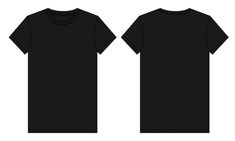 Plain Black Tshirt Front And Back, Illustration Basic, T Shirt Sketch, Fashion Flat Sketch, Plain Black T Shirt, Color Template, Clothing Logo Design, Shirt Drawing, Kaos Oblong