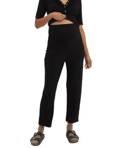 in stock Black Straight Leg Bottoms For Loungewear, Casual Stretch Maternity Bottoms, Maternity Bottoms With Elastic Waistband And Stretch, Maternity Stretch Bottoms With Elastic Waistband, Maternity Pants With Elastic Waistband, Stretch Casual Maternity Pants, Casual Stretch Maternity Pants, Casual Non-stretch Maternity Bottoms, Casual Stretch Pants, Bump Friendly