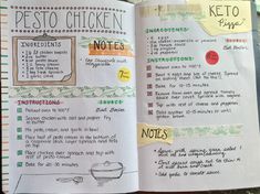 an open recipe book with notes on it