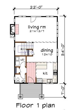 the floor plan for a two story house with an upstairs living room and kitchen area