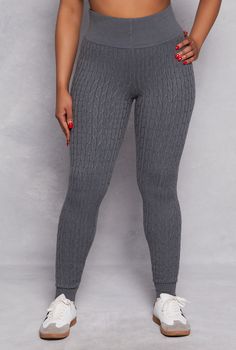 Leggings, High Waisted, Solid, Cable Knit, Item Number 3927064725665 Wide Waist, Knit Leggings, Item Number, Cable Knit, Ribbed Knit, Daisy, Cable, High Waisted, Leggings