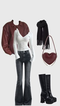 Cherry Red Outfit, Outfit For Fall, Cool Outfit Ideas, Downtown Outfits, Cold Outfits, Cool Outfit, Downtown Girl, Swaggy Outfits, Simple Trendy Outfits