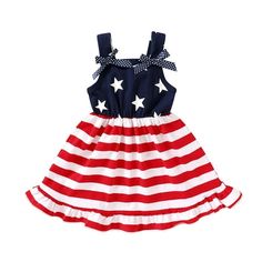 Baby girl American Independence Day dress set, sleeveless vest top, bow-knot, wide knee length hem, classic red and white stripes, star design, exquisite bow decoration, full of festive atmosphere. The 4th of July Independence Day dress clothes suit for 12-18 months, 18-24 m, 2-3 years, 3-4t, 4t-5t, 5-6 years girl. Younger Tree focuses on baby clothes, strives to provide comfortable wearing experience for children. Size: 5-6T.  Color: Blue.  Gender: female.  Age Group: infant.