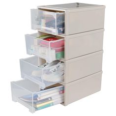 the drawers are organized and ready to be used as storage for books, magazines or other items