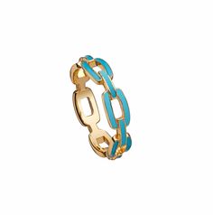 A vibrant update to our best-selling chain link ring, this enameled version enlivens your hands by adding a splash of color. Also available in various shiny metals or dotted in diamonds. Looks perfect alone, layered with other rings and adds extra glam with a colorful mani. - Gold vermeil, sterling silver, or 14K yellow gold with colorful enamel option- Available in ring sizes 5-9- Slip on ring Chain Link Ring, Link Ring, Solid Gold Chains, Linking Rings, Enamel Ring, Enamel Jewelry, Shell Necklaces, Lariat Necklace, Acrylic Earrings