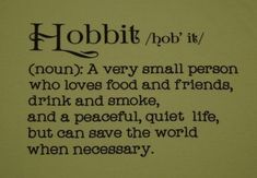 a poem written in black ink on a yellow background with words describing hobbit