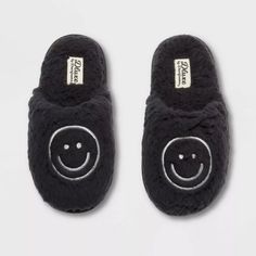 Dluxe By Dearfoams Kids' Happy Face Slide Slippers New With Tags From Target, No Imperfections Brand: Dluxe By Dearfoams Black Sizes Available: 11/12 (Listed As Size 11) Teddy Upper With Happy Face Embroidery. Flannel Lining And Teddy Sock. Machine Washable For Long Lasting Freshness. Cushioned Insole With Memory Foam Comfort. Easy On/Off Silhouette With Non Skid Tpr Outsole. Black Slippers With Textured Footbed And Round Toe, Black Closed Toe Indoor Slippers, Fun Synthetic Slippers For Indoor Use, Fun Synthetic Indoor Slippers, Fun Indoor Synthetic Slippers, Comfy Black Indoor Slippers, Black Comfy Slippers With Textured Footbed, Comfy Black Slippers With Textured Footbed, Moose Slippers