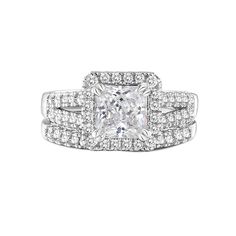 a princess cut diamond engagement ring set