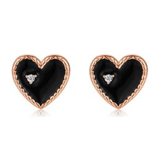 PRICES MAY VARY. 💗Material: The heart-shaped earrings are made of 925 sterling silver, combined with fine craftsmanship, to create a pair of exquisite earrings. A repeatedly polished zircon is inlaid on the left side of the heart, shining like a diamond 💗Design concept: The shape of the ear studs is a heart shape, with a shiny zircon embedded in the black surface. This indicates that we will find our partner in the vast crowd, illuminate the darkness with love, and use love to bring brilliant Black Earrings For Valentine's Day Anniversary, Black Earrings For Anniversary On Valentine's Day, Elegant Black Heart Earrings For Anniversary, Rose Gold Sterling Silver Heart Cut Earrings, Rose Gold Heart Cut Sterling Silver Earrings, Black Sterling Silver Heart Earrings, Rose Gold Sterling Silver Earrings For Valentine's Day, Rose Gold Sterling Silver Heart Earrings For Mother's Day, Elegant Black Earrings With Heart Charm