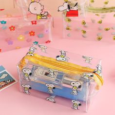 Kawaii Clear Transparent Pencil Pouch | A Lot Mall Aesthetic Pencil Cases, Stationary Pouch, Snoopy Pattern, Paper Folder, Kawaii Pens, Watercolor Greeting Cards, Pastel Pencils, Pencil Box, Pencil Eraser