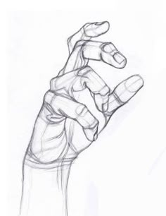 a drawing of a hand holding something in it's right hand with the thumb extended