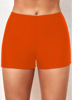 Color:Orange;Size:S;Size:M;Size:L;Size:XL;Size:XXL; Orange Swim Bottoms With Built-in Shorts, Stretch Orange Bottoms Solid Color, High Waist Orange Bottoms, Orange Bottoms For Summer, Orange Solid Color Bottoms For Summer, Casual Orange Bottoms, Solid Color High Waist Beach Shorts, High Waist Solid Color Beachwear Shorts, High-waisted Solid Color Beachwear Shorts