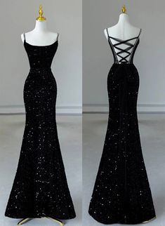 Black Mermaid Sequins Long Formal Dress, Black Straps Long Evening Dre Black Dress Long Formal, Black Sequin Dress Prom, Short Black Formal Dress Classy, Sparkly Black Dress Long, Prom Fitted Dresses, Black Sparkle Dress Long, Black Floor Length Dress Formal, Black Yule Ball Dress, Prom Dresses 2024 Black