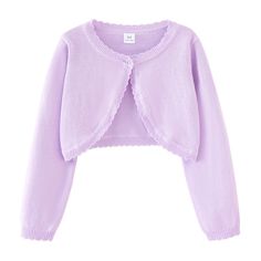 a purple sweater with ruffles on the front and back, sitting against a white background