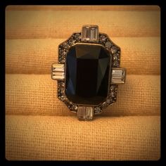 Jardins Du Trocadero Statement Ring...Jet Resin, Black Diamond + Clear Crystal, Antique Gold Plated, Chloe Isabel Jewelry, Womens Jewelry Rings, Statement Ring, Clear Crystal, Black Diamond, Antique Gold, Statement Rings, Chloe, Gold Plate