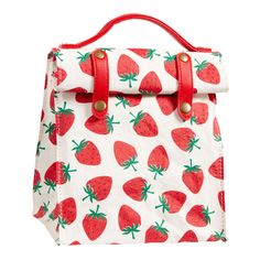 Red Strawberry Washable Paper Insulated Lunch Tote - World Market Insulated Lunch Tote, Washable Paper, Lunch Box Bag, Keep Clean, Red Strawberry, Lunch Tote, Cute Home Decor, Cream Background, Lunch Bags