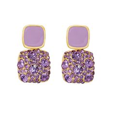 Stud Earrings Color: Purple Alloy Ships Same Day Or Next! Double Stud Earrings, Purple Drop Earrings, Violet Earrings, Purple Dangle Earrings, Creative Accessories, Purple Diamond, Purple Earrings, Mother Of Groom, Square Earrings Studs