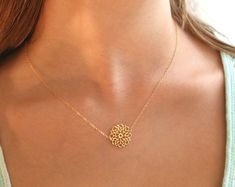 gold necklace gold flower necklace lace patern dainty 14k Gold-filled Flower Necklace, 14k Gold Filled Flower Necklace, Delicate Gold Flower Charm Necklace, Gold Dainty Flower Pendant Necklace, Delicate Gold Flower Necklace With Charm, Gold Flower-shaped 14k Gold Filled Necklace, Delicate Gold Flower Necklace With Flower Charm, Delicate Yellow Gold Flower Necklace With Delicate Chain, Dainty Gold Flower Pendant Necklace