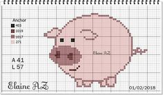 a cross stitch pattern with a pig on it