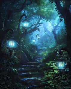 Magic Scenery, Magic Night, Fantasy Background, Night Forest, Mystical Forest, Magic Aesthetic, Magic Forest, Fantasy Forest, Fantasy Pictures