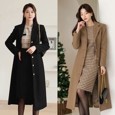 Coat For Women Formal, Long Coat Outfits For Women, Long Coat Korean Style, Korean Style Coat, Long Coats For Women, Coat Korean Style, Korean Coat, Winter Long Coat, Long Coat Outfit