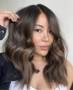 Soft Brown Balayage Short Hair, Brunette Hair For Neutral Skin Tone, Brunette Hair Neutral Skin Tone, Neutral Brunette Balayage, Hazelnut Balayage Brunettes, Ash Brown Hair On Tan Skin, Chocolate Brown Balayage Asian Hair, Asian Chestnut Brown Hair, Rich Warm Brown Hair