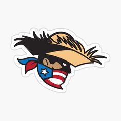 a sticker with the american flag and an eagle on it's face, wearing a