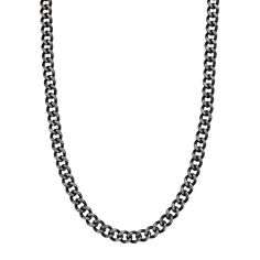 "Add something new and exciting to your daily look with this stainless steel curb chain necklace. Add something new and exciting to your daily look with this stainless steel curb chain necklace. Chain length: 24 in. Chain type: curb Clasp: lobster-claw Metal: stainless steel Finish: antiqued Packaging: pouch Please note, due to the high value of this item, a signature may be required upon delivery. Size: 24"". Color: Grey. Gender: male. Age Group: adult." Classic Stainless Steel Cuban Link Necklace With Curb Chain, Classic Black Chain Link Necklace, Stainless Steel Curb Chain Link Necklace, Stainless Steel Cuban Link Chain Necklace With Curb Chain, Stainless Steel Cuban Link Necklace With Curb Chain, Stainless Steel Cuban Link Curb Chain Necklace, Modern Metal Cuban Link Necklace With Curb Chain, Gunmetal Chain Link Necklace With Silver Chain, Silver Cuban Link Metal Necklace