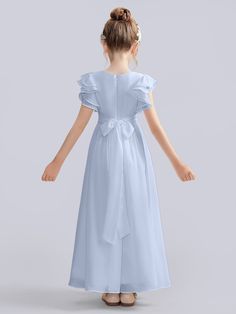 Description:   Flutter Crinkle Chiffon Junior Bridesmaid Dress   Details:     Silhouette: A-line  Fabric: Chiffon  Neckline: Scoop  Sleeve Length: Cap Sleeves  Embellishment: Bowknot   With padding and boning.    Available in full-size range (J4-J16) and in  custom size         Ask a question Junior Bridesmaid Dresses Dusty Blue, Blue Junior Bridesmaid Dresses, Bridesmaid Dresses Dusty Blue, Jr Bridesmaid Dress, Jr Bridesmaid, Dusty Blue Bridesmaid Dresses, Junior Bridesmaid Dress, Junior Bridesmaid Dresses, Junior Bridesmaid