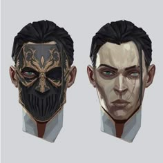 an image of two masks with different facial shapes and haircuts on their faces