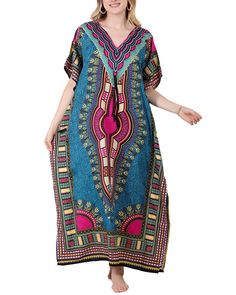 PRICES MAY VARY. One Size Fits Most - Length : 52'' Bust : 44'' Waist : 52" Soft, smooth, lightweight kaftan designed to keep you cool and covered. With it's shrink-resistant material and colours that don’t run. Choose your favorite color from our range. Value for money and perfect for gift. Tengru is a high-quality swimwear cover up brand. We provide suitable beach wear coverup for all women. Tengru prides itself on offering the latest styling at the best value around. Blue V-neck Nightgown For The Beach, Green V-neck Sleepwear For Vacation, Green Printed Sleepwear For Vacation, Casual Multicolor Summer Nightgown, Green Short Sleeve Summer Nightgown, Multicolor Summer Nightgown For Sleep, Blue Summer Nightgown For Vacation, Blue V-neck Sleepwear For Vacation, Blue Summer Vacation Nightgown