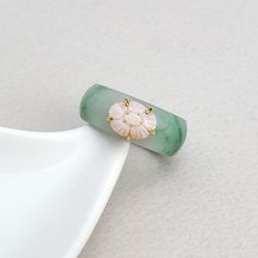 ❤️ Etsy is the only and exclusive NASCHENKA sales channel in the United States. No other sites. 🌱Handmade jade ring 🌱Natural jade (not A) , natural coral 🌱Sterling silver handmade setting (gold plating) 🌱The plating is peeled off over time and the number of times it is worn. 🌱Take approximately 10-30 days to arrive worldwide 🌱 US 6.5 +- 🌱 Since it is a natural jade wide band ring, it is not a ring that fits perfectly like a regular metal ring. 🌱There is always an error of about 0.5 size Jade Rings For Women, Green Jade Ring, Jade Rings, Green Ring, Korean Jewelry, Ring Flower, Reference Board, Natural Coral, Jade Ring