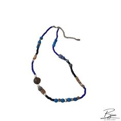 Bjux - Collar de cuentas de piedra azul de diseño collar de cadena con cierre Blue Gemstone Beads Necklace, Blue Long Necklace With Colorful Round Beads, Blue Long Necklace With Colorful Beads, Blue Adjustable Long Necklace, Blue Gemstone Beads Long Necklace Gift, Blue Beaded Long Necklace With Round Beads, Blue Gemstone Beads For Long Necklace, Blue Beaded Chain Bohemian Necklace, Bohemian Single Strand Necklaces With Oval Beads