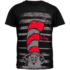 Dr. Seuss - Hat In The Shirt Black T-Shirt Dr Seuss Hat, Dr Seuss Crafts, Seuss Crafts, Most Popular Books, Dr Suess, Cat In The Hat, Popular Books, Laid Back Style, Dr Seuss