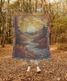 Wrap yourself in the peaceful beauty of fall with this Fall Forest Woven Blanket. Featuring a stunning, autumn scenic view, this blanket is perfect for anyone who loves the serenity of the great outdoors. With intricate woven details that bring a wintery landscape to life, this cozy throw is ideal for creating a warm, inviting atmosphere in your home, whether it's around a campfire, a rustic cabin, lodge, or living room. Made from high-quality 100% cotton, this blanket offers both comfort and el Blanket Wall Hanging, Cottagecore Fall, Blanket Wall, Fall Forest, Blanket Cozy, Winter Inspired, Cabin Lodge, Scenic View, Autumn Scenes