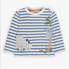 Brand New John Lewis Uk Long Sleeve Boys Top. Long Sleeve Cotton Top With Cartoon Print, Blue Cartoon Print Tops For Playtime, Fun Blue Tops For Playtime, Playful Long Sleeve Blue T-shirt, Blue Cartoon Print Top For Playwear, Cute Long Sleeve Blue Tops, Fun Blue Long Sleeve T-shirt, Playful Blue Tops For Playtime, Playful Light Blue Tops For Playtime