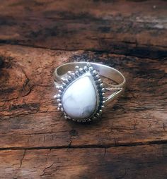 White Turquoise Ring, Howlite Jewelry, Howlite Ring, White Howlite Ring, Rear stone ring, Gifts for her, Solid Silver Ring, Designer Jewelry, Statement ring, Wedding Ring, Water Drop Stone ring, White Marble ring, White Stone Jewelry, Anniversary Gifts, Boho Ring, Hippie Jewelry, One of a kind ring, Minimalist Jewelry, bohemian jewelry, White Marble Ring, Handcrafted Ring Note: 100% Natural White Howlite Gemstone and 92.5% sterling silver metal. We customized the ring according to you birthstone White Turquoise Ring For Anniversary, White Natural Stones Jewelry For Promise Ring, Unique White Ring With Accent Stones, Unique White Rings With Accent Stones, White Cabochon Promise Ring, White Spiritual Jewelry With Stone Setting, Spiritual White Jewelry With Stone Setting, White Turquoise Sterling Silver Ring For Anniversary, Unique Teardrop Ring With Natural Stones